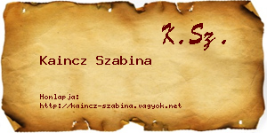 Kaincz Szabina névjegykártya